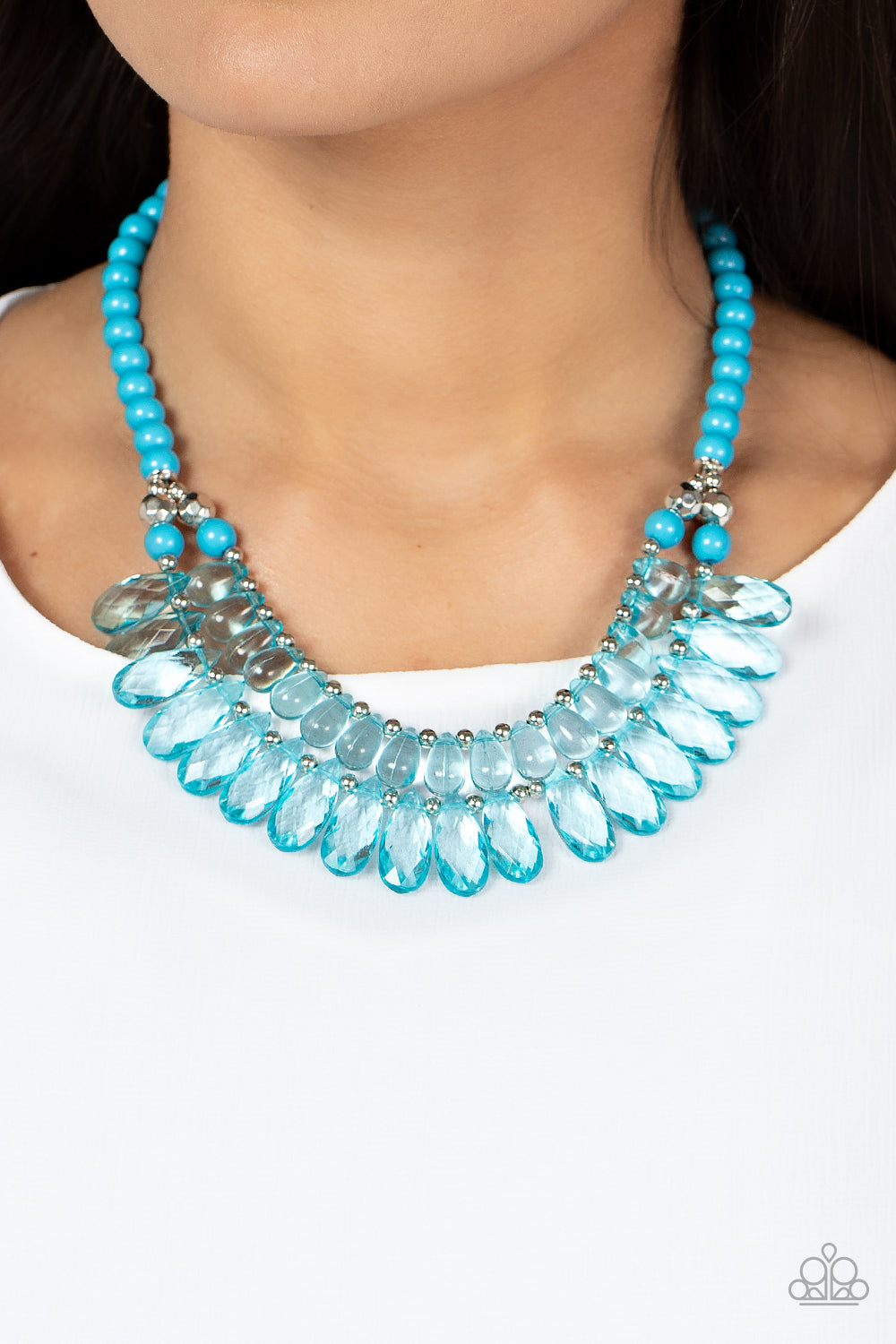 Paparazzi All Across the GLOBETROTTER - Blue Short Necklace. Free Shipping! #P2ST-BLXX-170XX