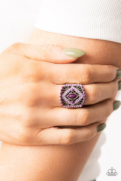 Paparazzi Amplified Aztec Purple Ring. Stretchy Band Ring.  #P4WH-PRXX-194XX. Get Free Shipping.