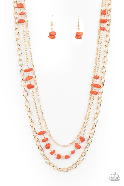 Artisanal Abundance Orange Stone Necklace Paparazzi Accessories. #P2SE-OGXX-266XX. 