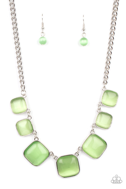 Aura Allure - Green Cat's Eye Stone Necklace Paparazzi Accessories