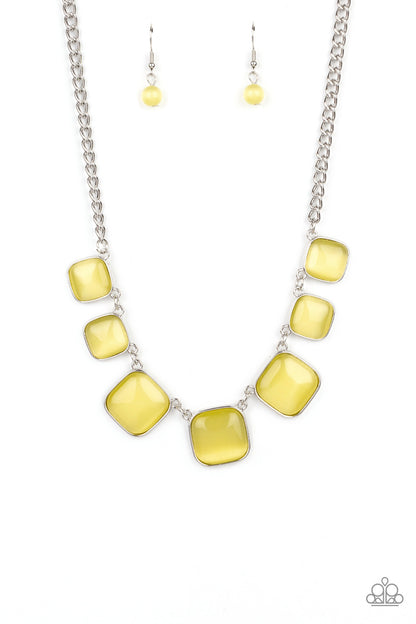 Aura Allure Yellow Necklace - Paparazzi Accessories Yellow Moonstone necklace