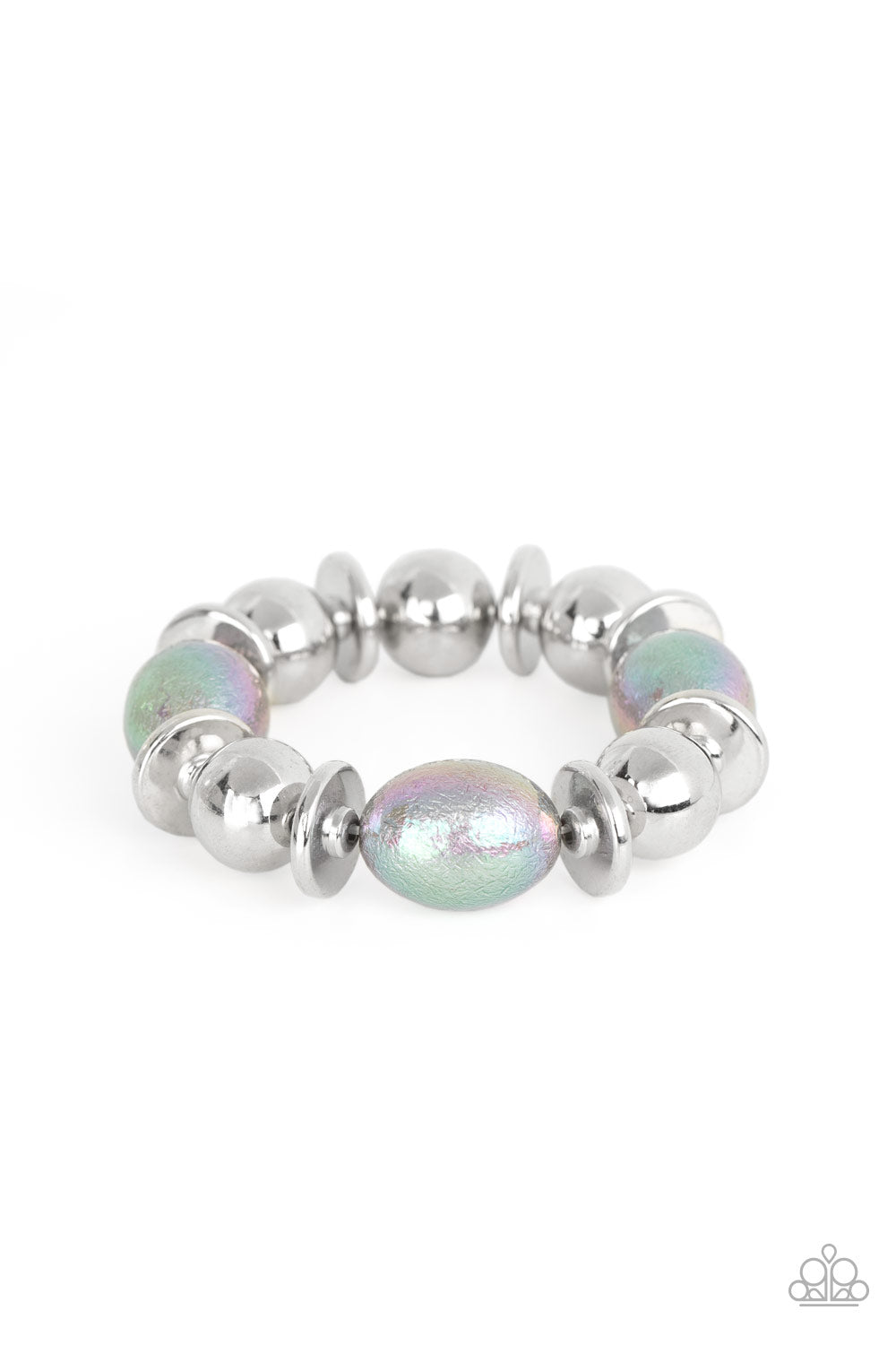 Paparazzi Big League Luster Silver Beads Bracelet. Iridescent Jewelry. Subscribe & Save.