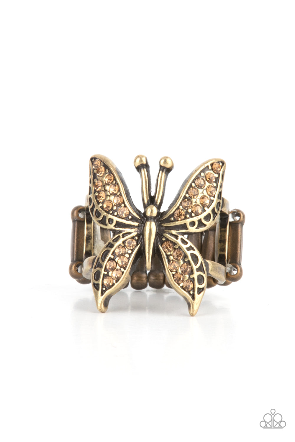 Blinged Out Butterfly Brass Ring Paparazzi Accessories. #P4WH-BRXX-098XX. Get Free Shipping.