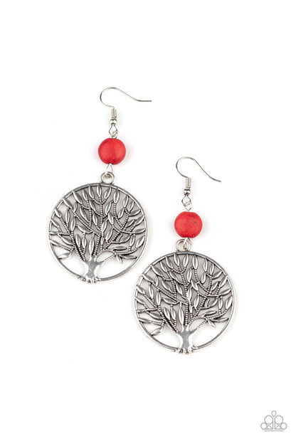 Bountiful Branches - Red Earrings Paparazzi Accessories