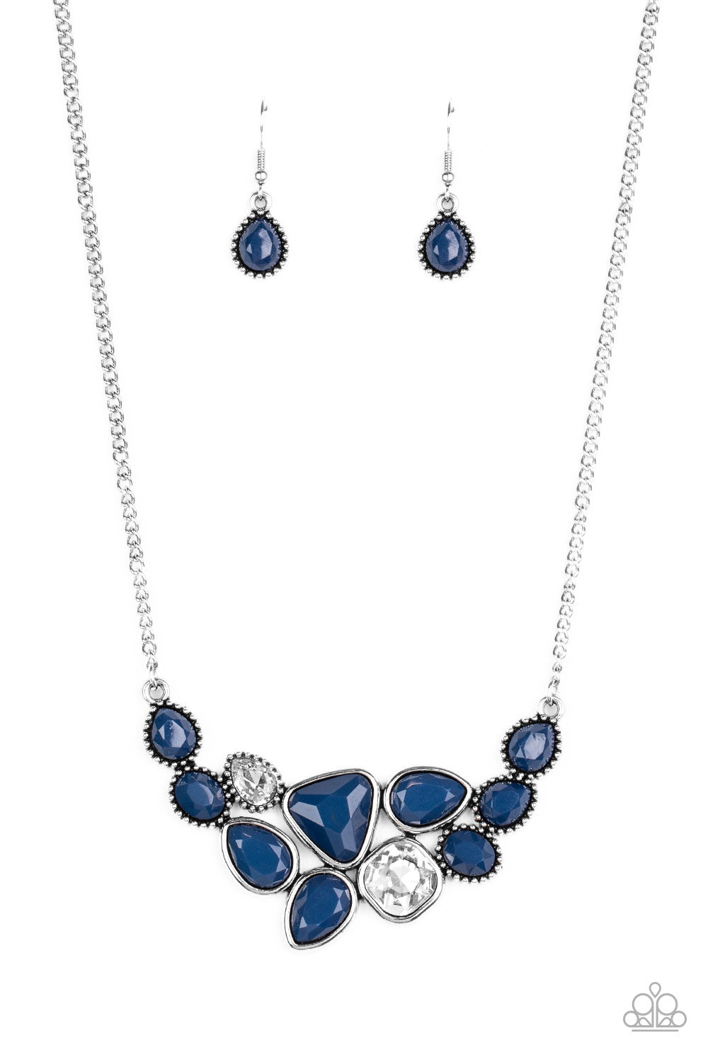 Breathtaking Brilliance - Blue Necklace Paparazzi Accessories. #P2ST-BLXX-113XX. Free Shipping!