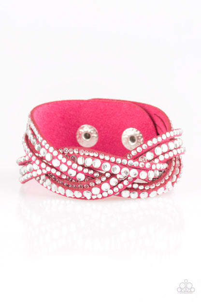 Bring On The Bling - Pink Bracelet Urban Suede Wrap Bracelet Paparazzi Accessories