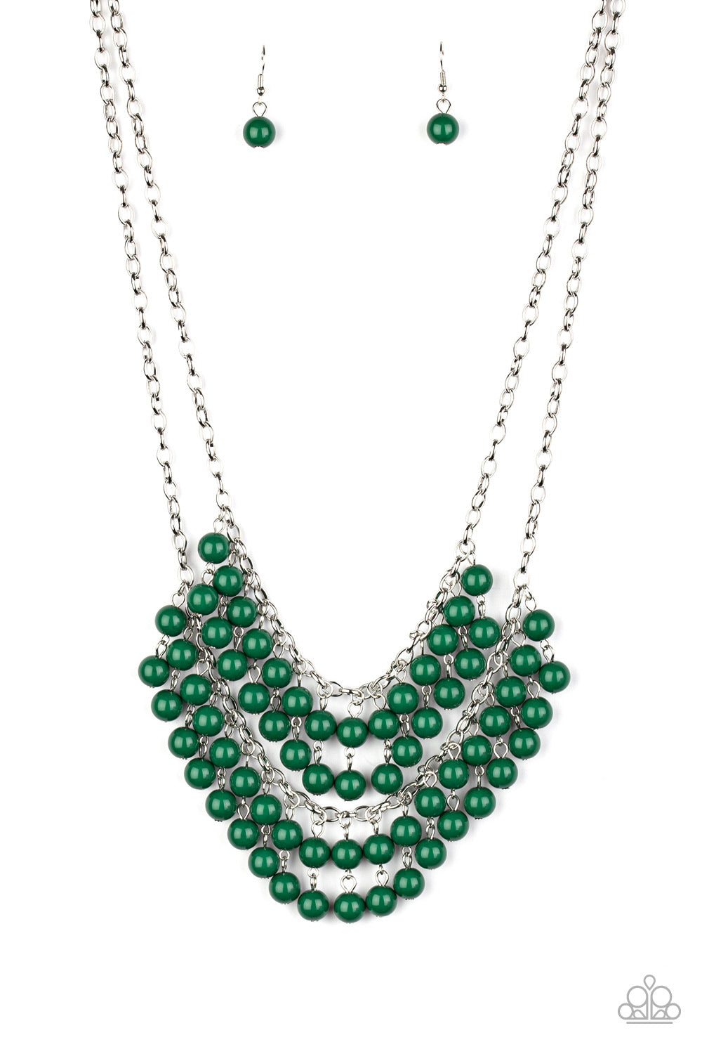 Bubbly Boardwalk - Green Necklace Paparazzi Accessories fringe necklace