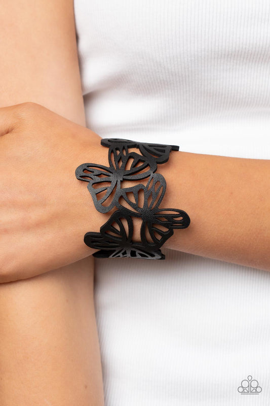 Paparazzi Butterfly Breeze - Black Bracelet. Get Free Shipping. #P9UR-BKXX-550XX