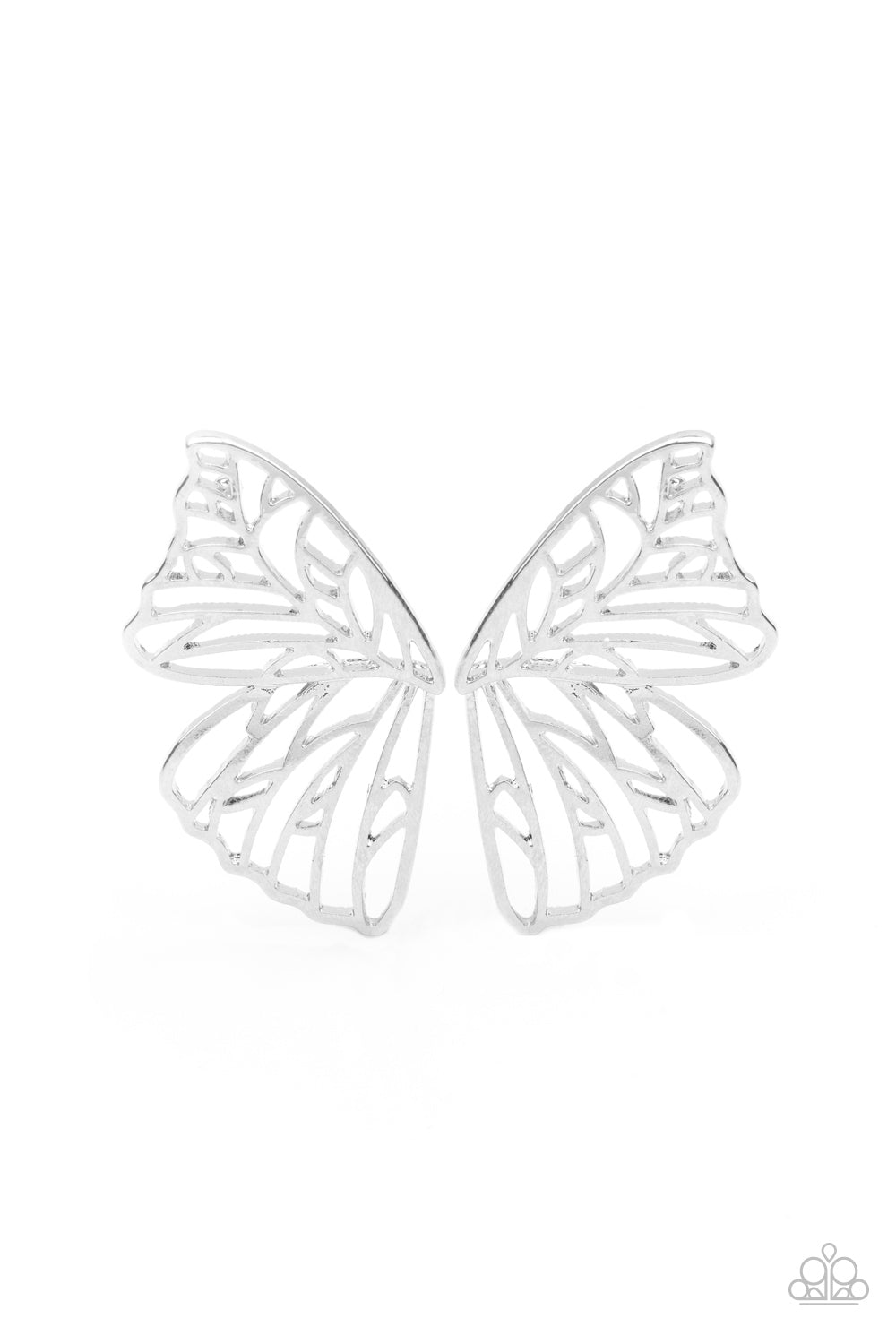 Butterfly Frills - Silver - August 2021 Life Of the Party Paparazzi Accessories