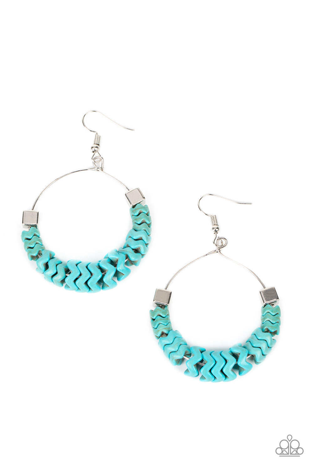 Paparazzi Capriciously Crimped Blue Earring. Subscribe & Save. Dainty Wire Hoop Faux Stone Disc