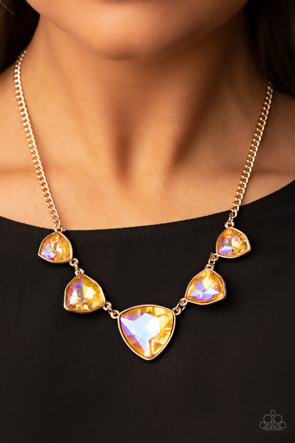 Cosmic Constellations Gold UV Gem Short Necklace Paparazzi Accessories. #P2SE-GDXX-104XX