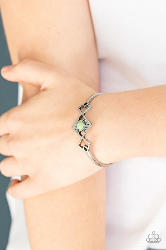 Paparazzi Bracelet ~ Dainty Deco - Green Cuff Dainty Bracelet