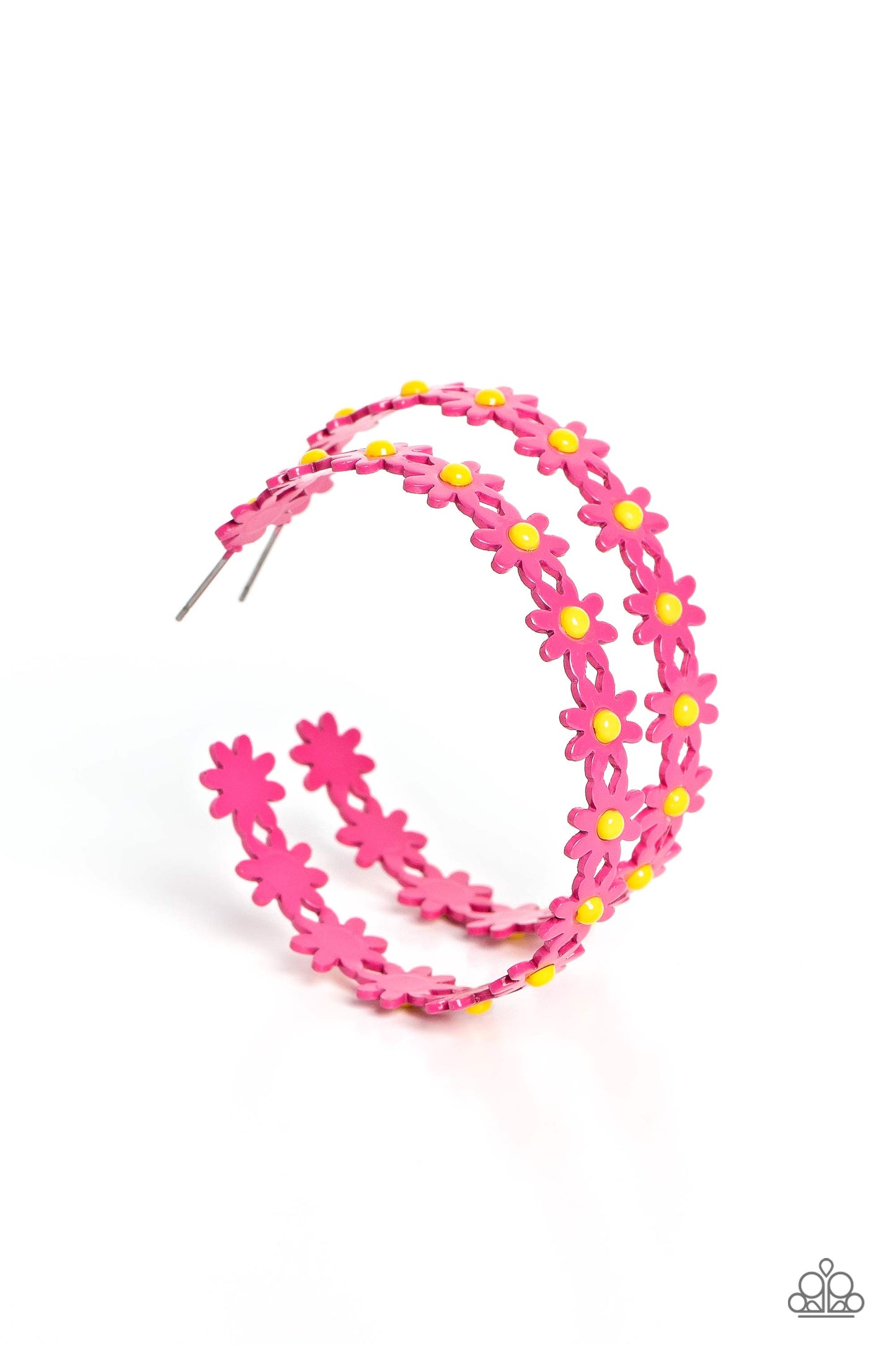 Daisy Disposition Pink Hoop Floral Earrings