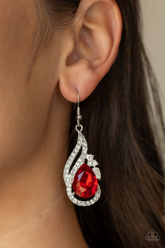 Paparazzi Earring ~ Dancefloor Diva - Red