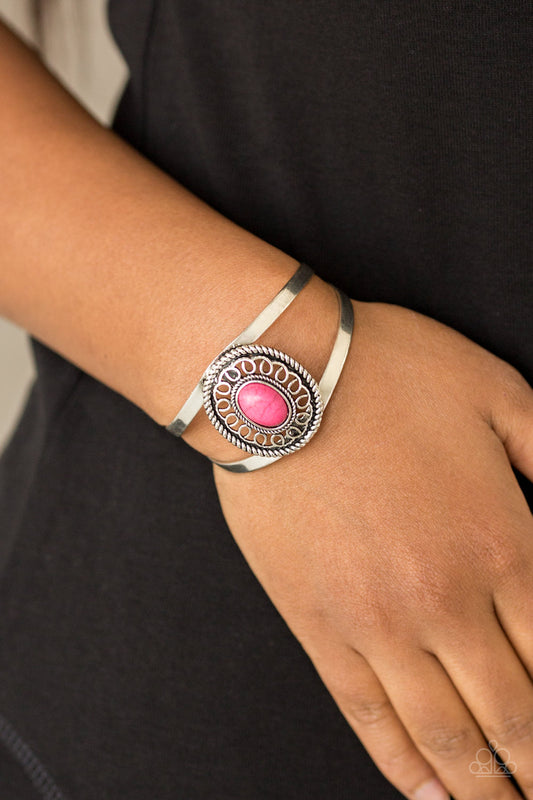 Paparazzi Bracelet ~ Deep In The TUMBLEWEEDS - Pink Stone Bracelet