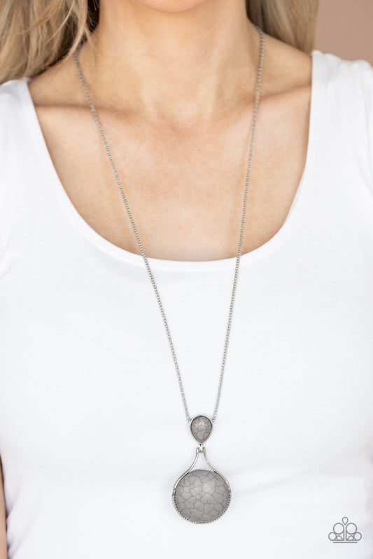 Paparazzi Desert Pools - Silver Stone Long Necklace