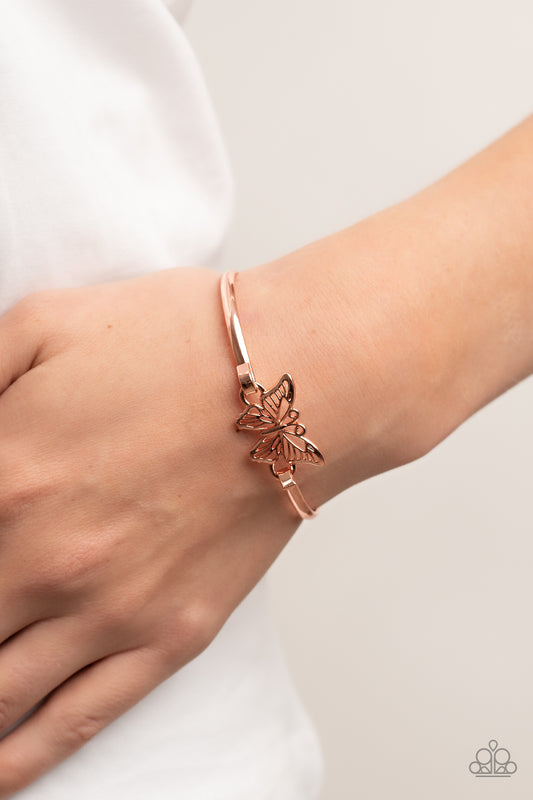 Did I FLUTTER? - Copper Butterfly Dainty Bracelet Paparazzi Accessories.  #P9DA-CPSH-118XX