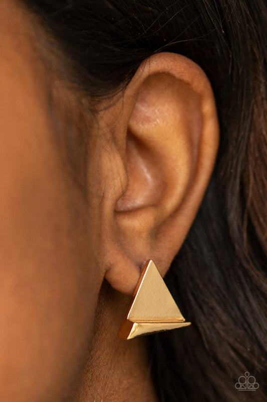 Paparazzi Die TRI-ing - Gold Post Earrings