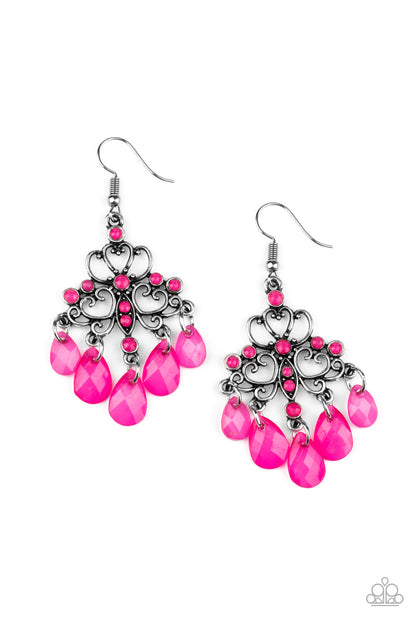 Paparazzi Earring ~ Dip It GLOW - Pink