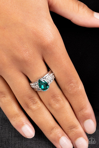 Paparazzi Dive into Oblivion Green Ring. Dainty Emerald Green rhinestone ring. Get Free Shipping 