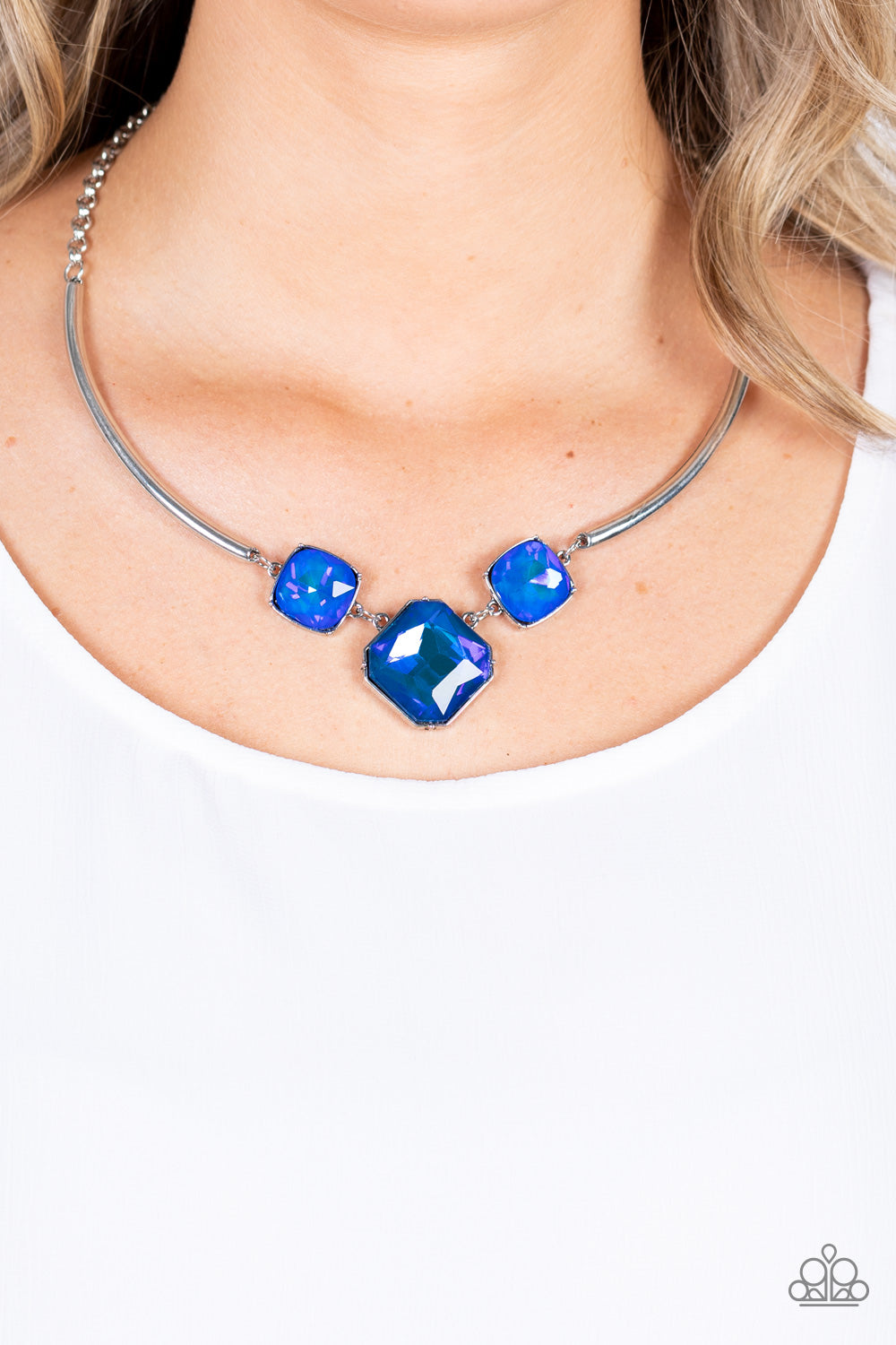 Divine IRIDESCENCE - Blue Necklace Paparazzi Accessories October 2021 Life of the Party