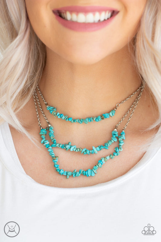 Paparazzi Eco Goddess Turquoise Blue Necklace. Free Shipping. #P2CH-BLXX-023XX. Pebbles Stone 