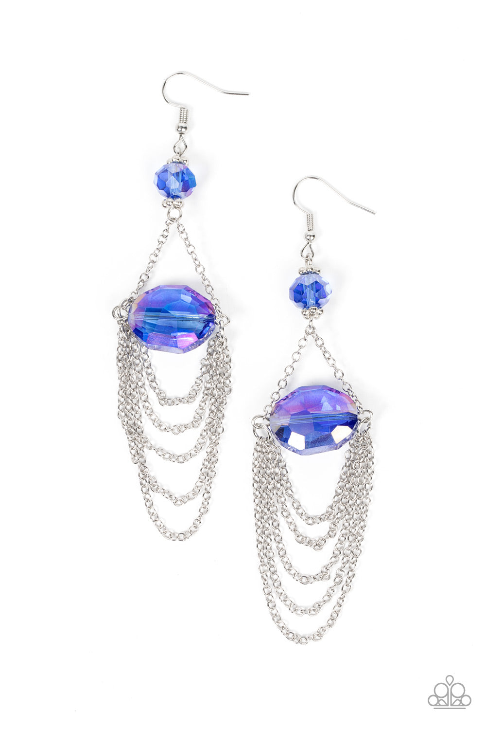 Ethereally Extravagant - Blue Earrings Paparazzi Accessories. #P5RE-BLXX-259XX. Subscribe & Save!