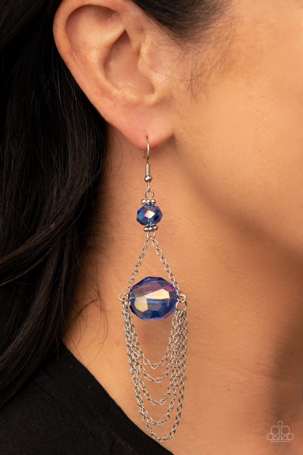 Paparazzi Ethereally Extravagant - Blue Iridescent Earrings. #P5RE-BLXX-259XX. Free Shipping!
