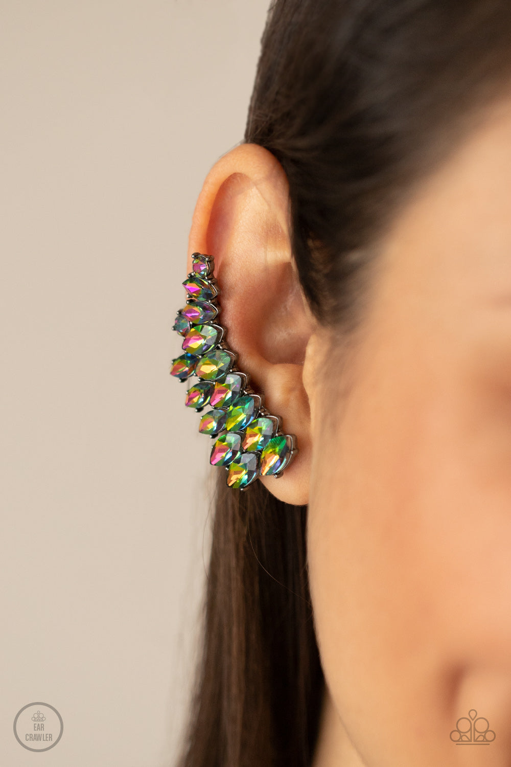 Paparazzi Earrings ~ Explosive Elegance - Multi Oil Spill Ear Crawlers