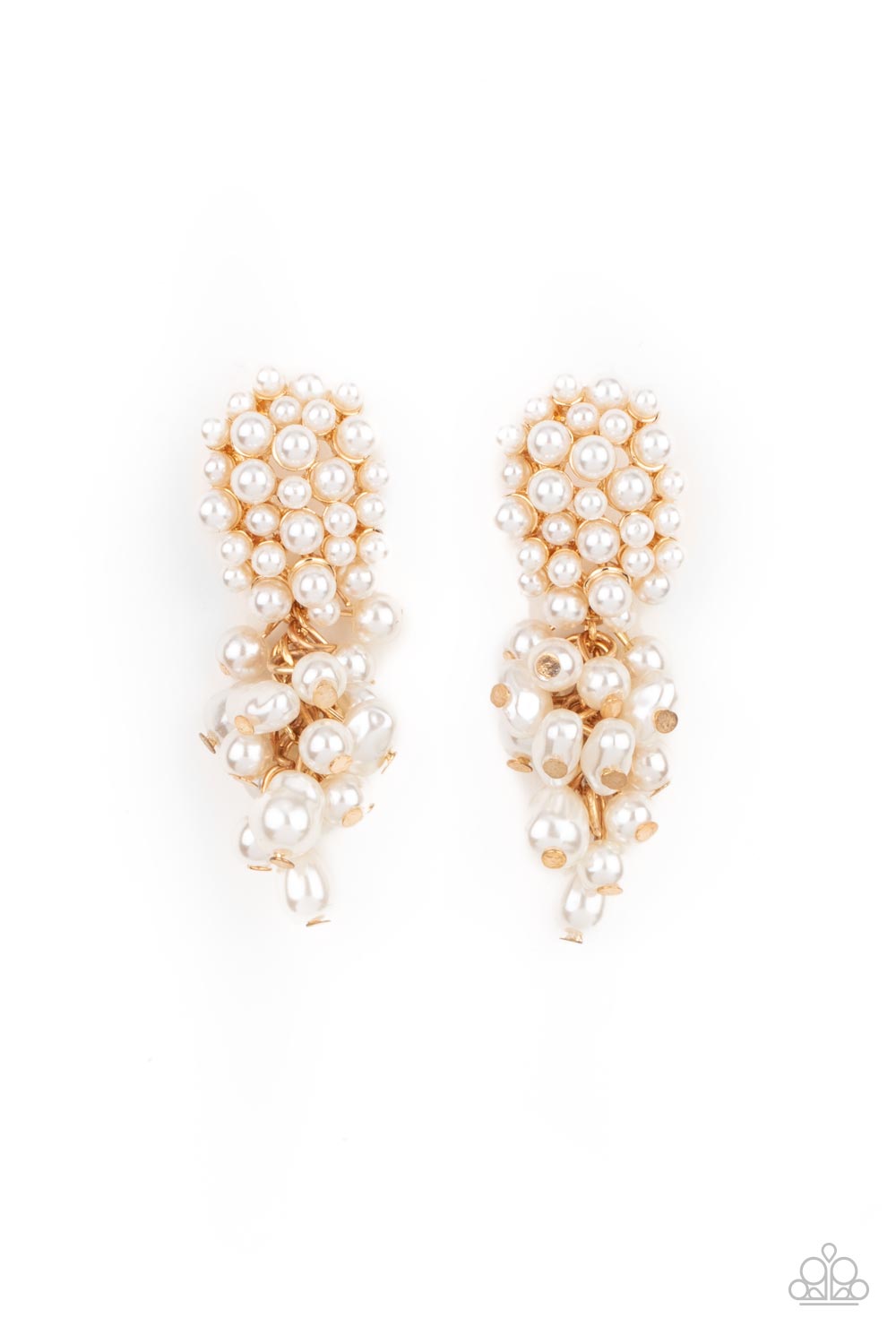 Fabulously Flattering - Gold Earring Paparazzi Accessories Pearl Post Style Earring