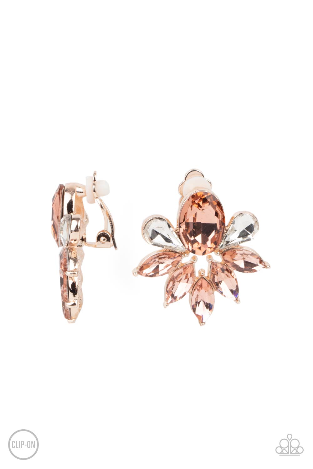 Paparazzi Earring ~ Fearless Finesse - Rose Gold Clip-On Earring