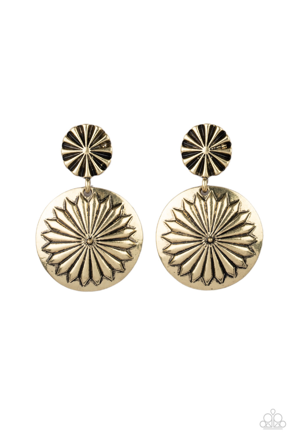 Fierce Florals - Brass Earring Paparazzi Accessories Post Style Earring