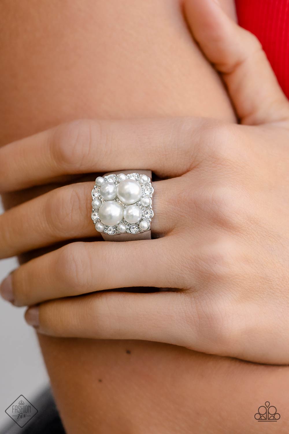 Paparazzi Fashion Fix Opulent Overture - White Ring. #P4RE-WTXX-510LD . Dainty. Bridal Fashion.Bling