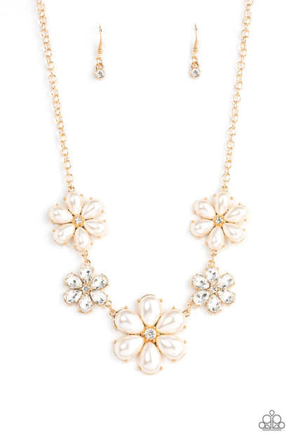 Fiercely Flowering Gold Necklace Paparazzi Accessories $5 Jewelry online! #P2ST-GDXX-128XX