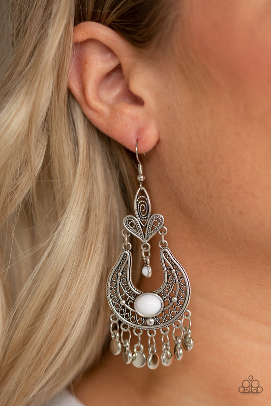 Paparazzi Earring ~ Fiesta Flair - White