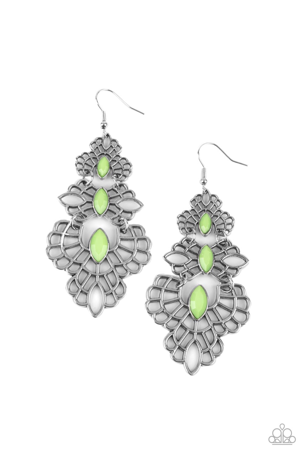 Paparazzi Earrings ~ Flamboyant Frills - Green