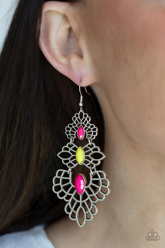 Paparazzi Earring ~ Flamboyant Frills - Multi Color Earring