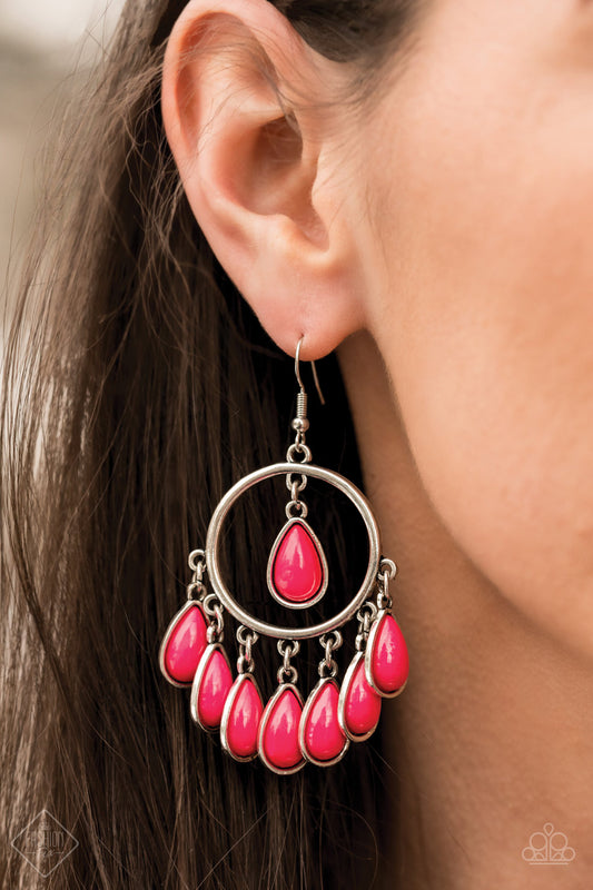 Paparazzi Flirty Flamboyance Pink Earring Fashion Fix  (P5WH-PKXX-159RX)