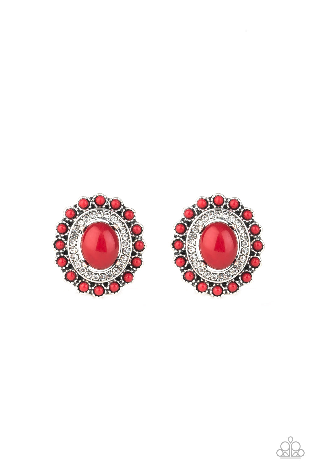 Floral Flamboyance - Red Post Earrings Paparazzi Accessories $5 Studs. #P5PO-RDXX-022XX