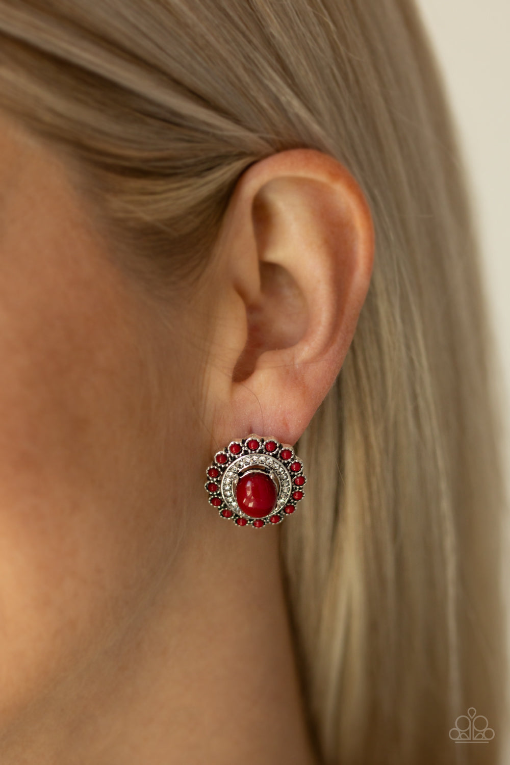 Paparazzi Floral Flamboyance - Red Earrings online at AainaasTreasureBox. Free Shipping! 