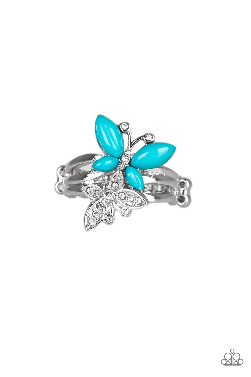 Flutter Flirt Blue Ring Paparazzi Accessories Butterfly Accessories $5 Butterfly Jewelry