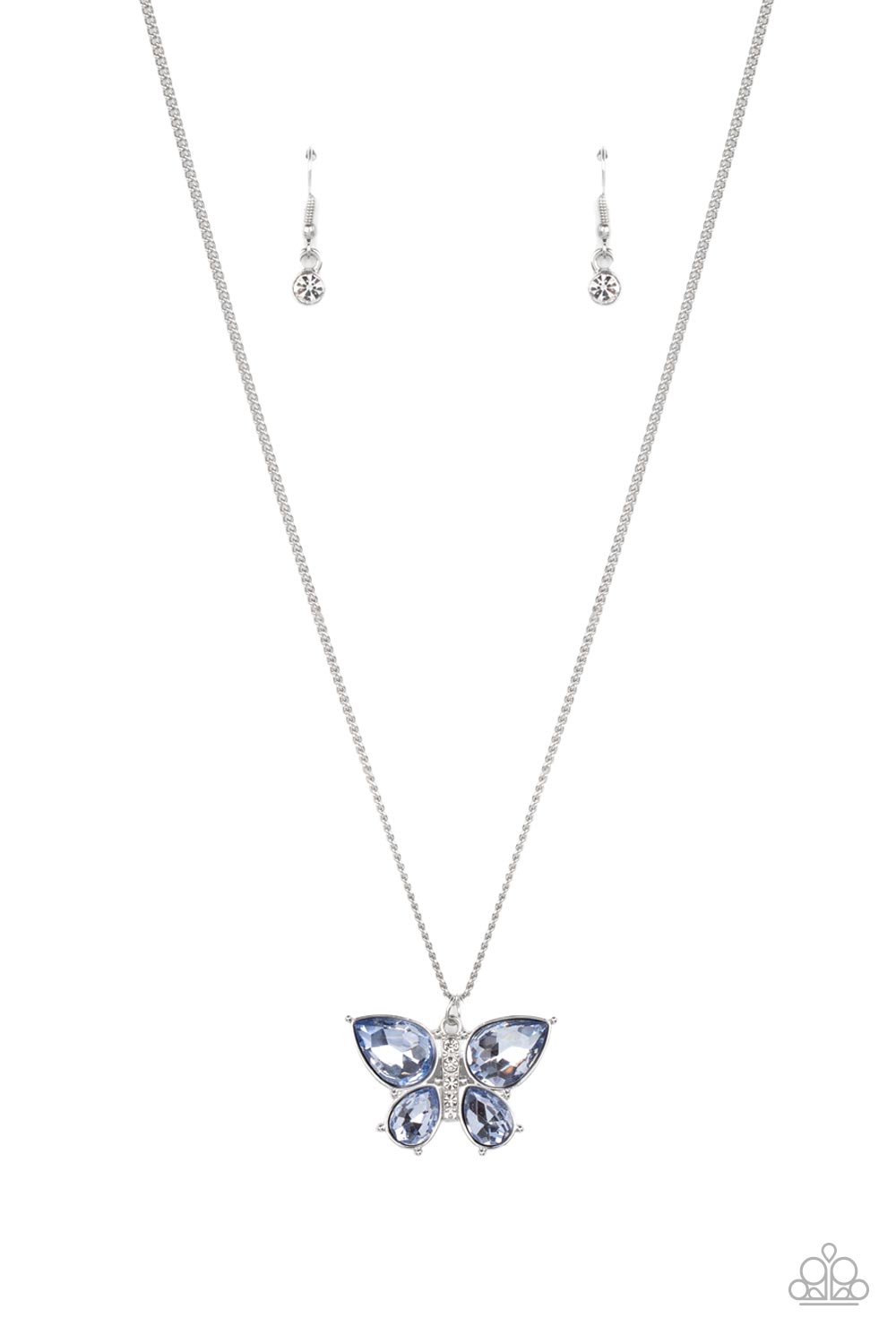 Free Flying Blue Necklace Paparazzi Accessories. Butterfly Blue Necklace. #P2RE-BLXX-384GR.