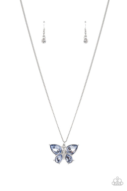 Free Flying Blue Necklace Paparazzi Accessories. Butterfly Blue Necklace. #P2RE-BLXX-384GR.