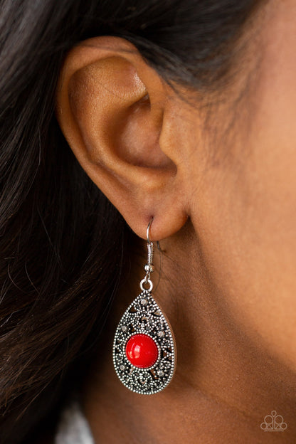 Paparazzi Earring ~ From POP To Bottom - Red