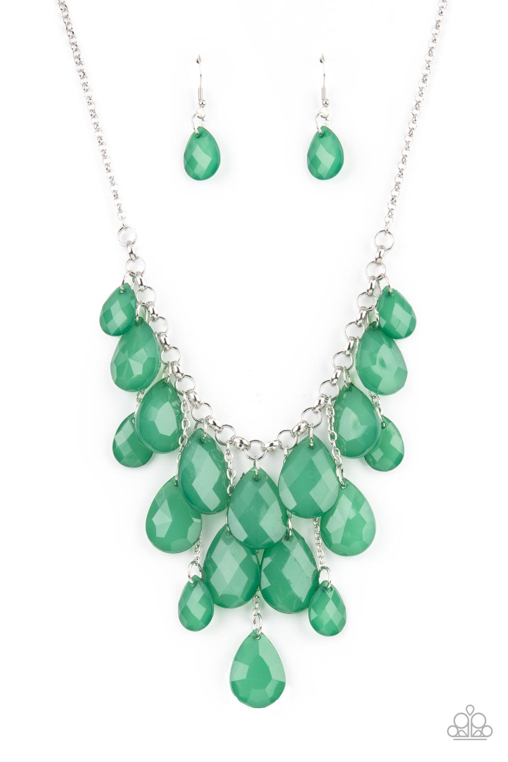 Front Row Flamboyance - Green Necklace Paparazzi Accessories Green Opaque Necklace