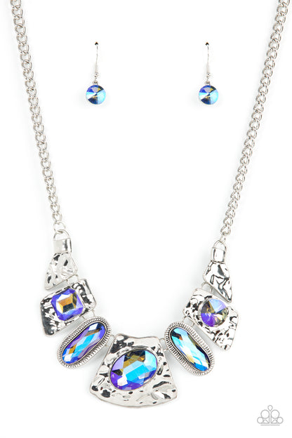 Futuristic Fashionista Multi UV Shimmer Iridescent Necklace Paparazzi Accessories