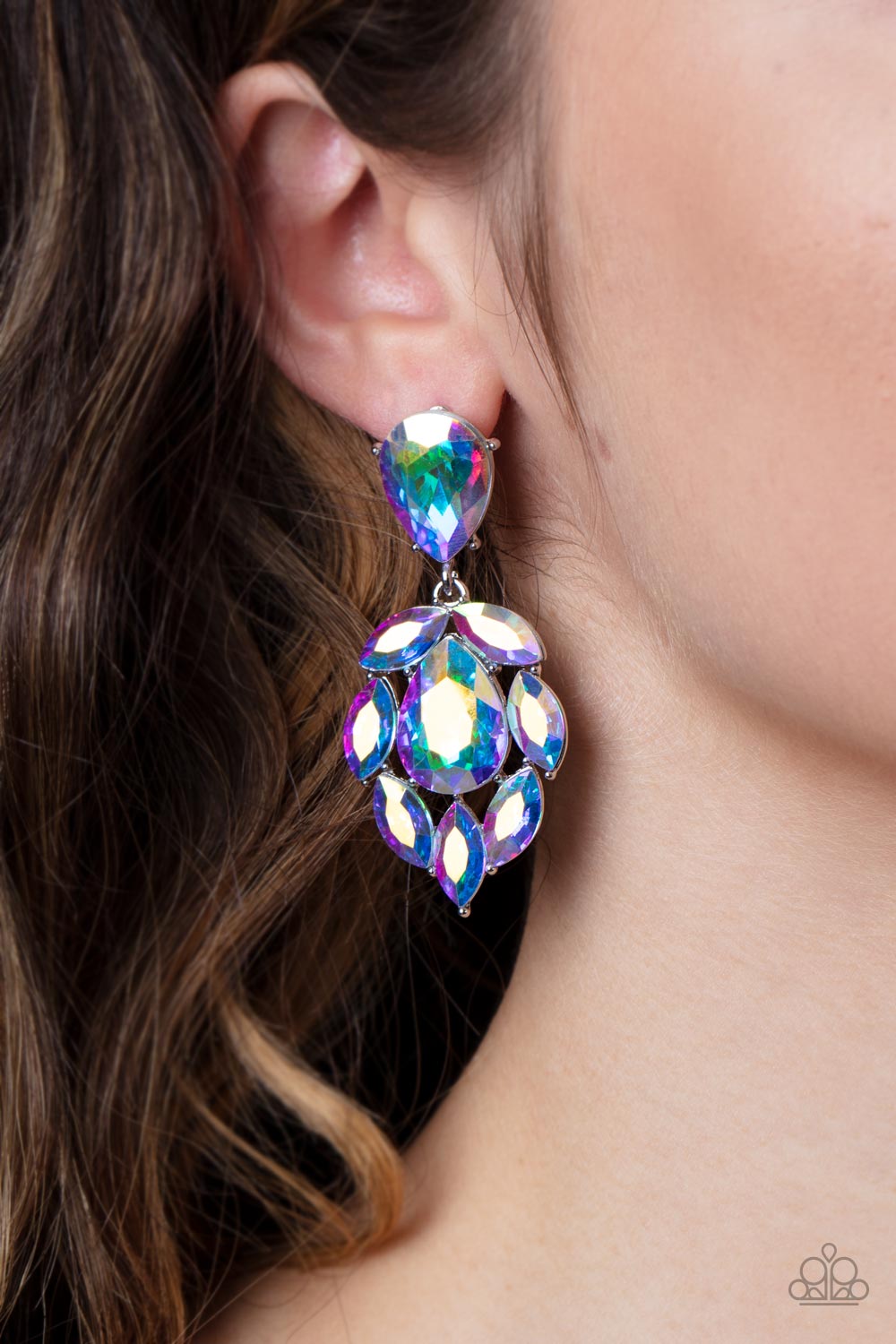 Galactic Go-Getter Multi Iridescent Oil Spill Earrings Paparazzi Accessories. #P5PO-MTPK-067XX