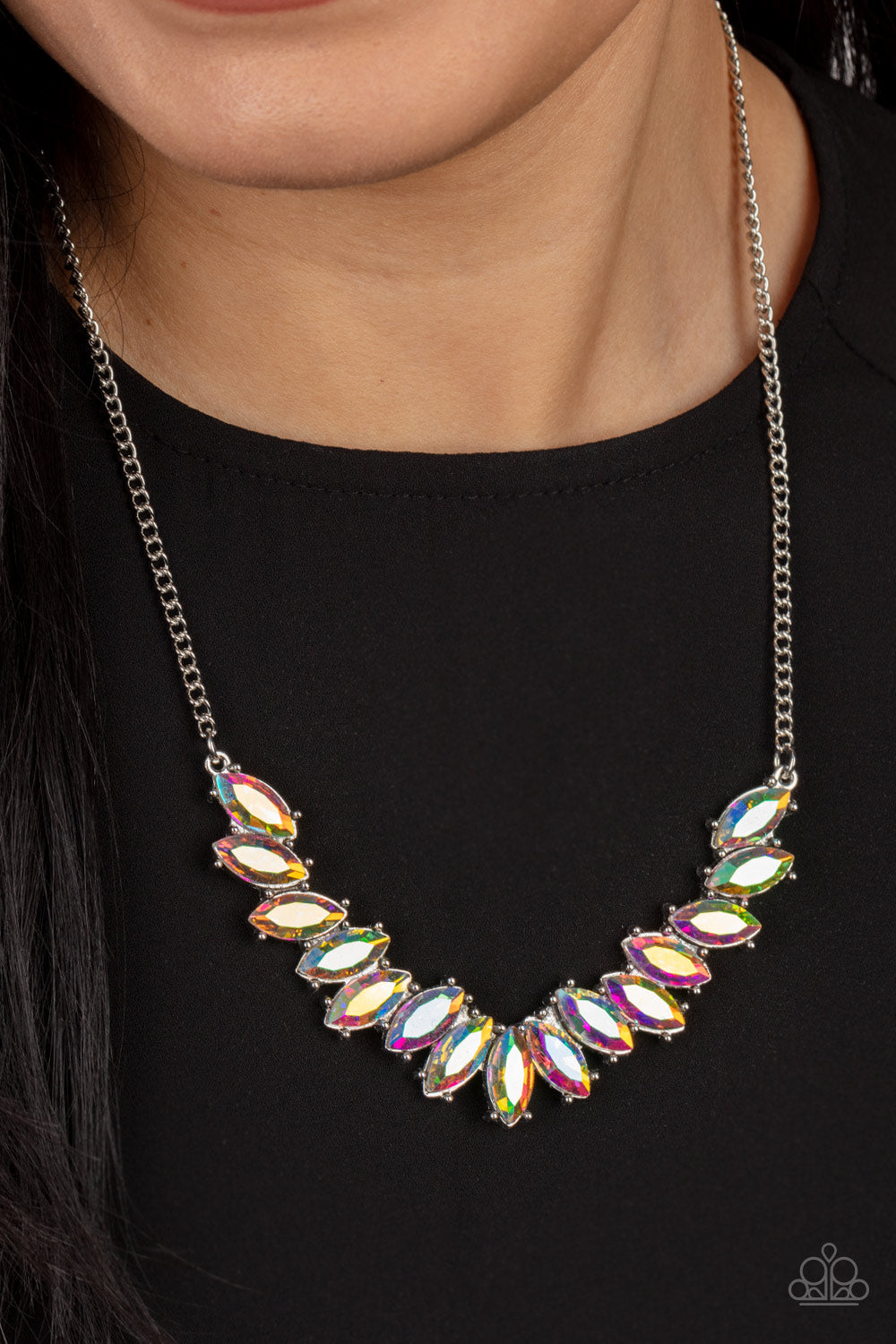 Paparazzi Galaxy Game-Changer Multi Iridescent Necklace at AainaasTreasureBox. #P2RE-MTXX-165XX. 