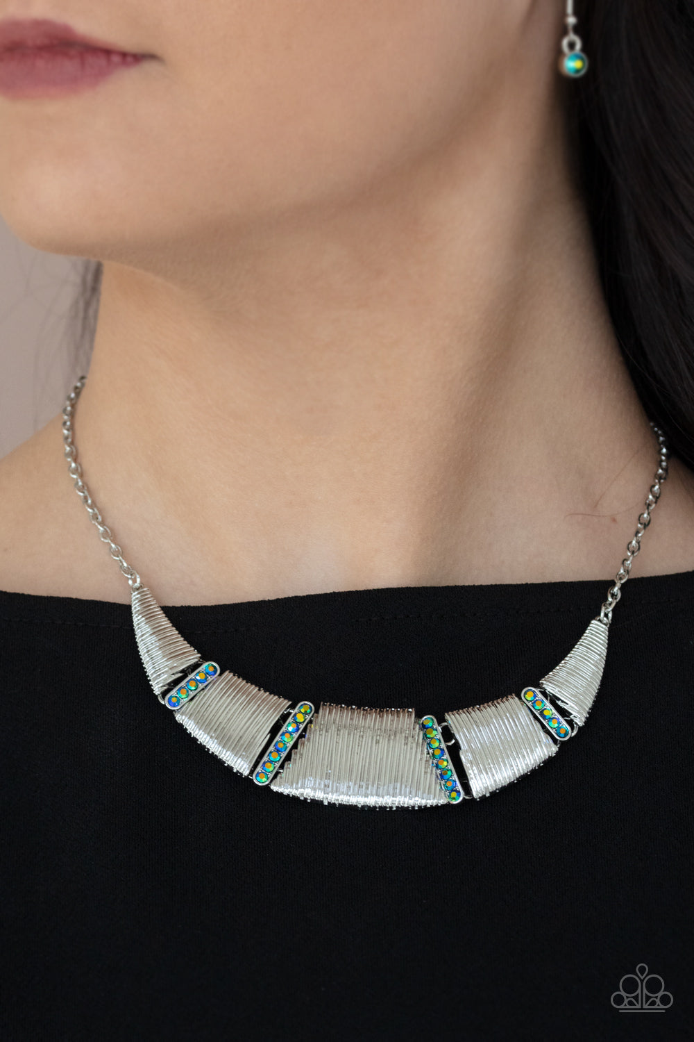 Paparazzi Going Through Phases - Multi Necklace Iridescent #P2ED-MTXX-055XX