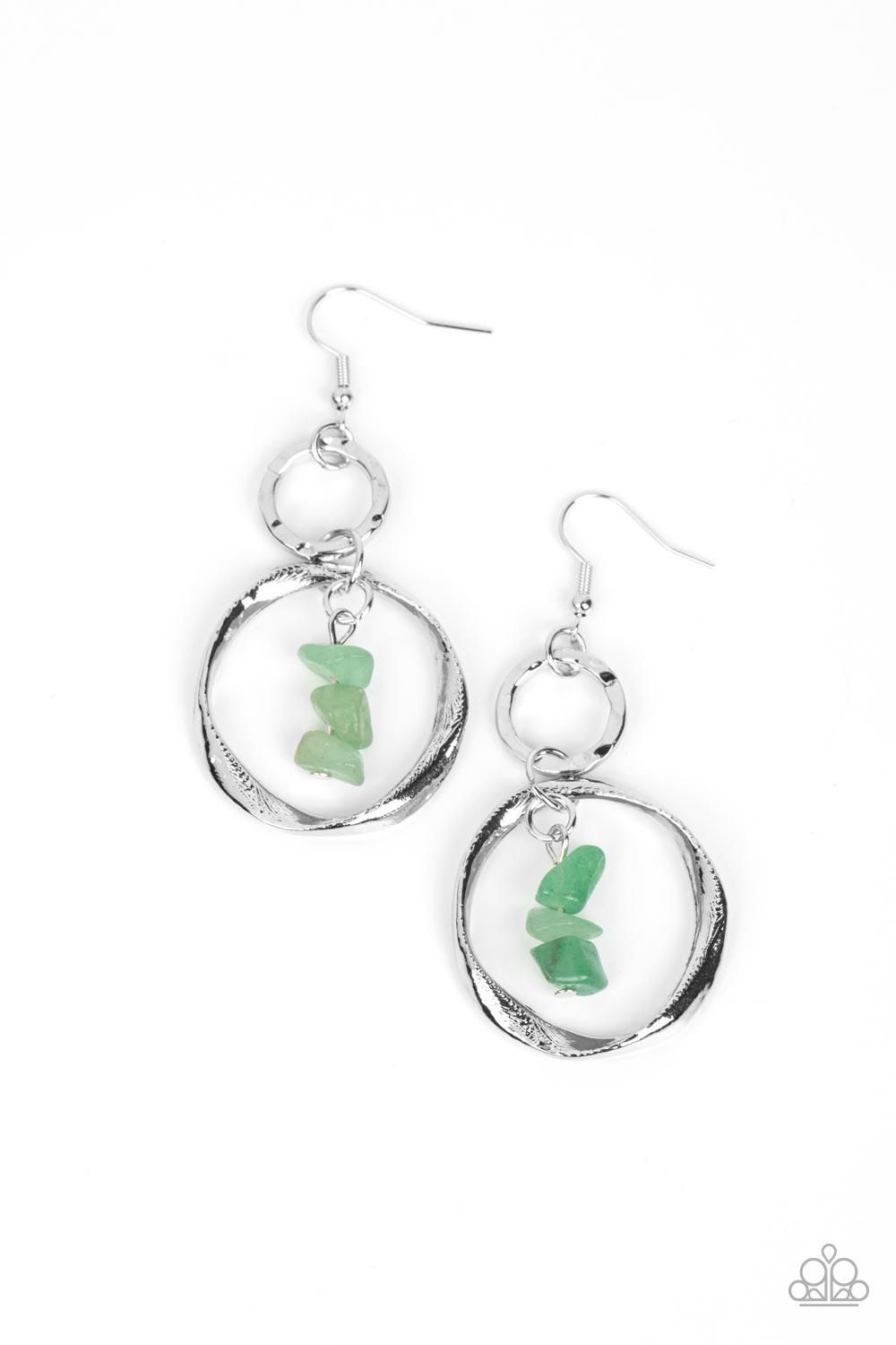 Good-Natured Spirit Green Earring Paparazzi $5 Jewelry Hoop. Jade hoops. #P5SE-GRXX-148XX